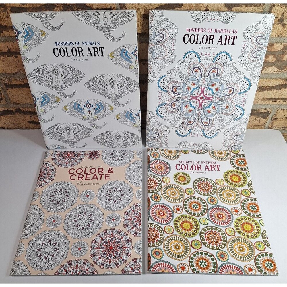 Wonders of Color Art - Set of 4 Coloring Books - Animals/Mandalas/Kaleidoscope